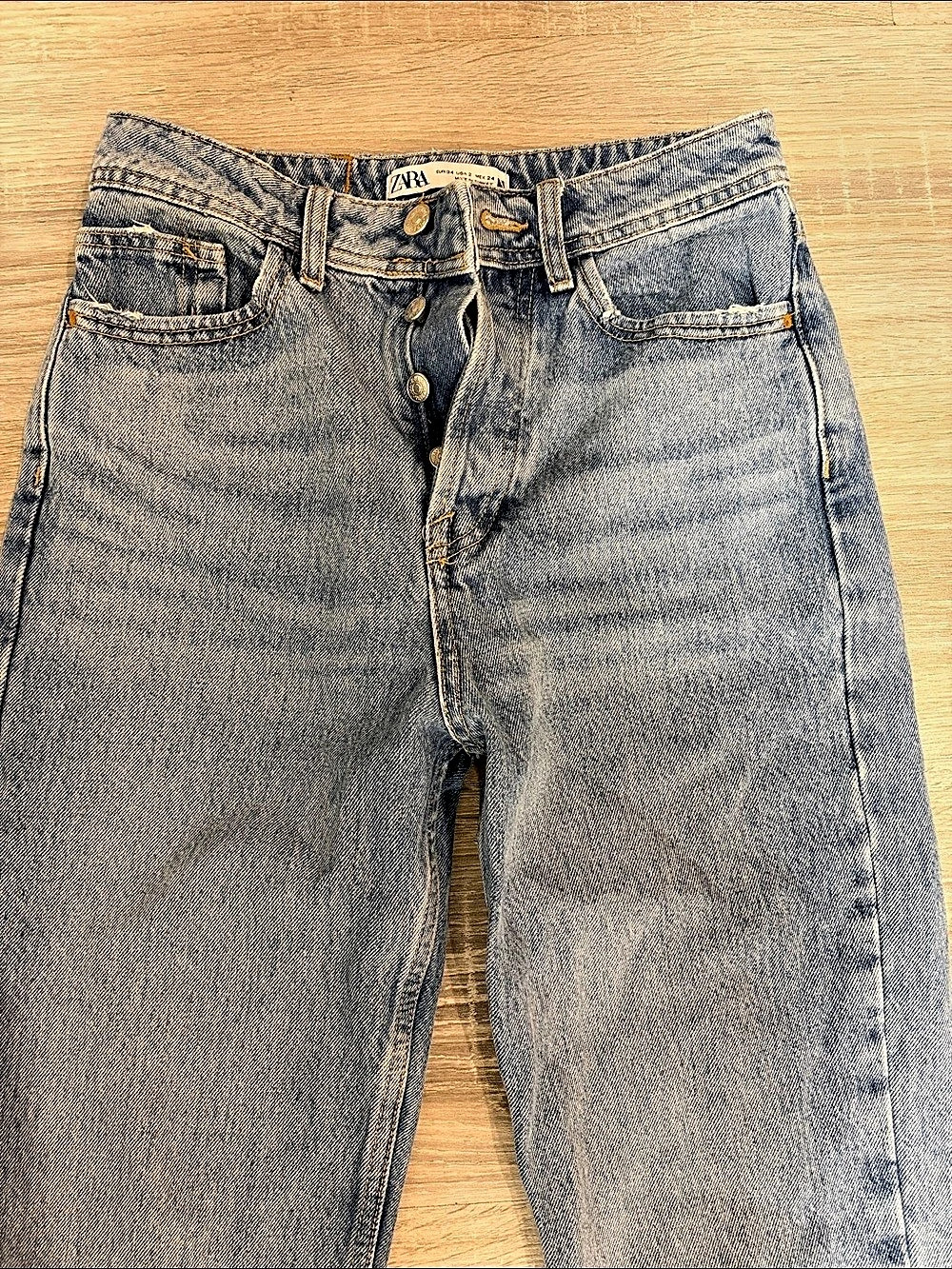 Zara Straight Leg Jeans Blue Waist 2